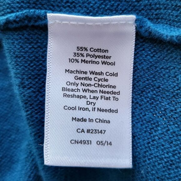 Talbots s/p dark teal cardigan ribbed edge - Picture 8 of 8